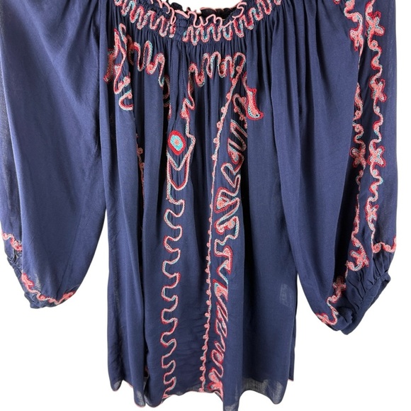 POUPETTE ST BARTH Blue & Pink Embroidered Blouse - Picture 3 of 8